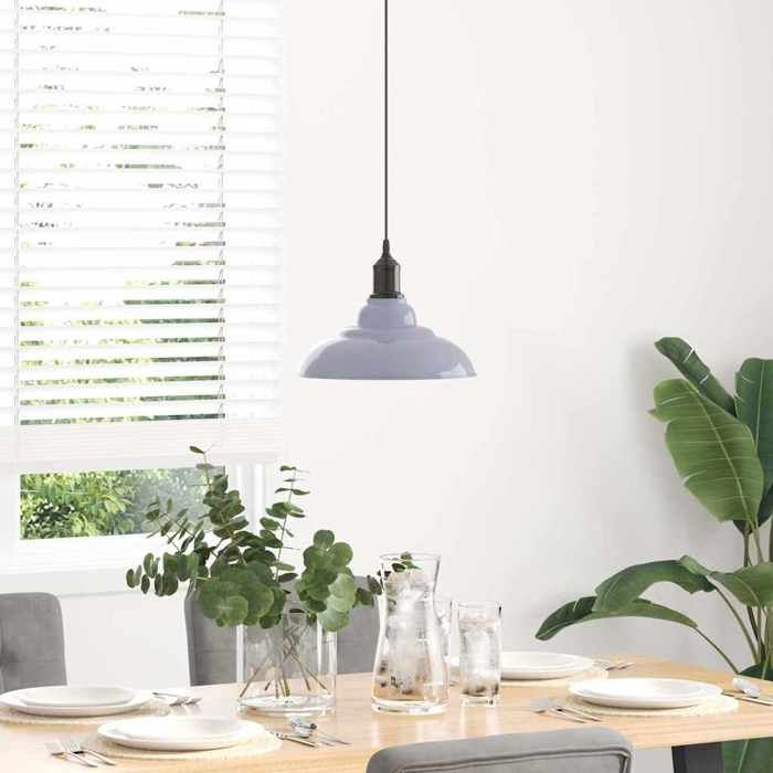 VidaXL Lampe suspendue réglable hauteur E27 gris brillant Ø 31cm métal, éclairage suspendu, éclairage suspendu de cuisine, 4103438