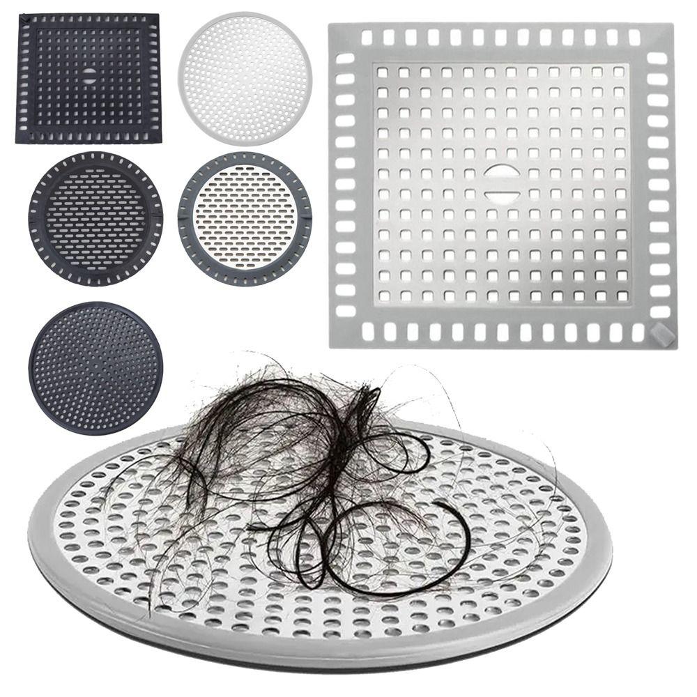 304 Stainless Steel Floor Drain Filter Anti-Clogging Round/Square Bathtub Hair Catcher Silicone Edging Rust-proof