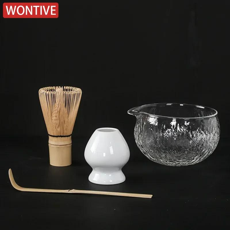 3/4PCS/7PCS Japanese Matcha Set Bamboo Tea Brush Glass Tea Bowl Composition Chinese Traditional Handmade Tea Tools