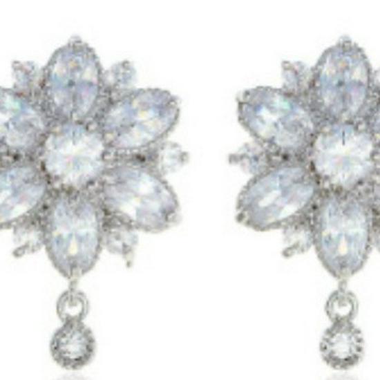 Fairy Zircon-Studded Copper Flower Earrings (High-End Niche) E8065