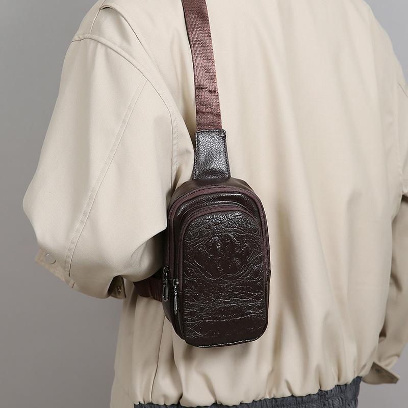 Versatile PU Leather Chest Bag - Professional Chest Sling for Work, Travel & Outdoor Activities (Fits Phone & Essentials)
