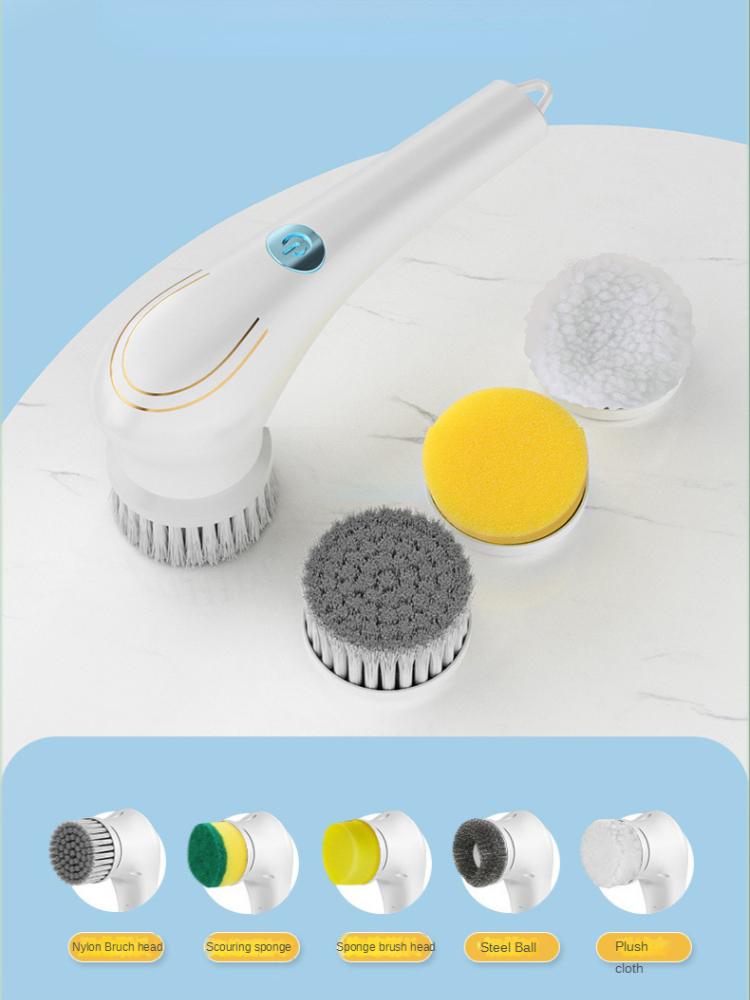 Electric Cleaning Brush 5 Brush Heads Cleaner Multifunctional Cleaning Pots and Dishes Kitchen Bathroom Bathtub Glass