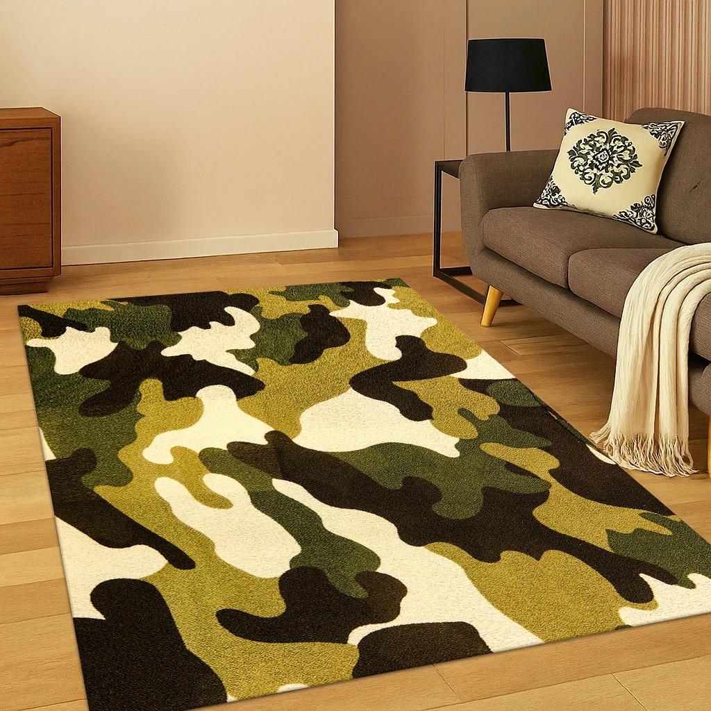 Alfombra de Camuflaje Colorida Militar para Hogar Dormitorio Sala de Estar Sofá Felpudo Decoración de Cocina Área de Juego Alfombrillas Antideslizantes