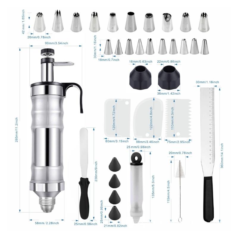 Professional Metal Cookie Frosts Decorating Set Includes 34Pieces Professional Cake Decorating Set For Home Bakers