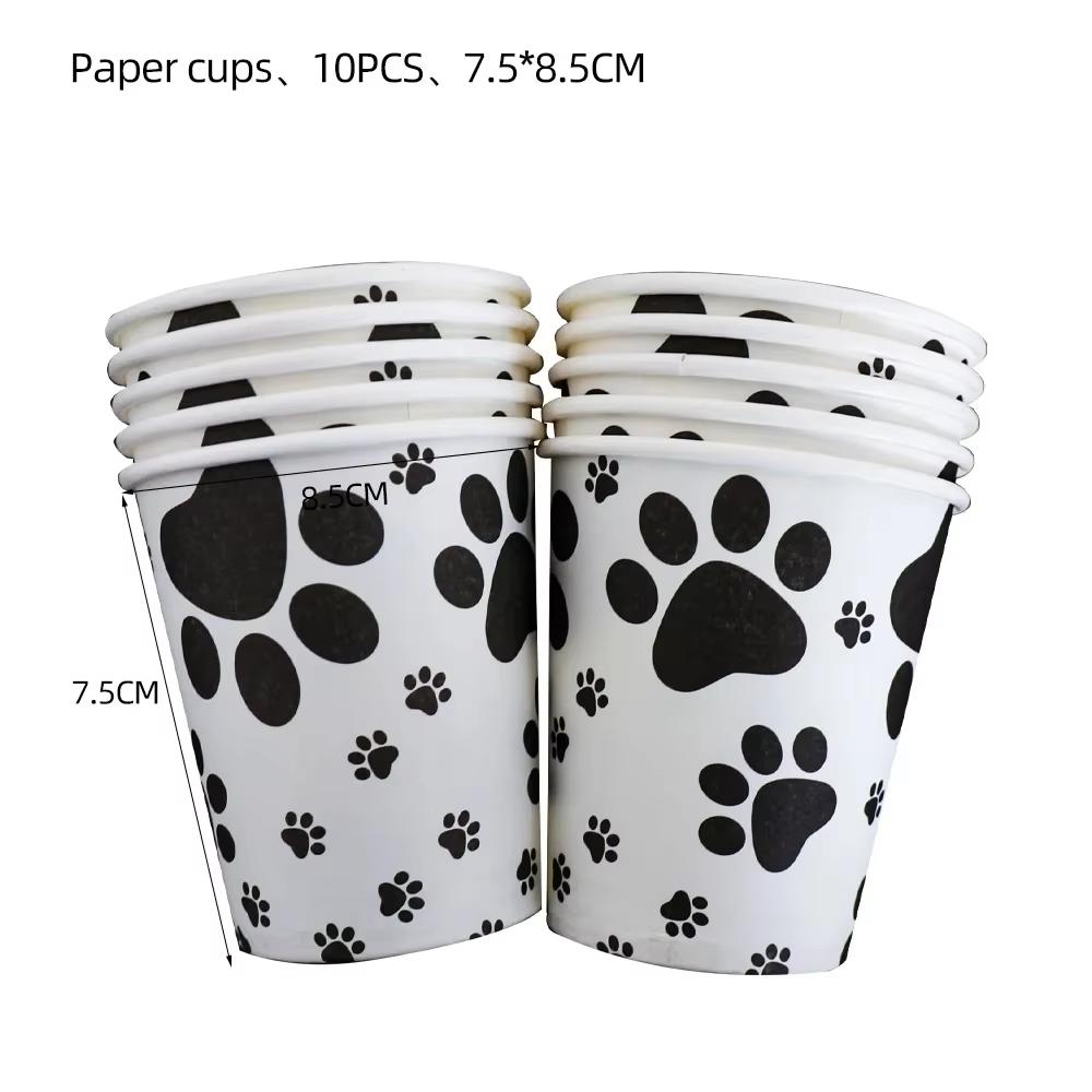 Black Puppy Paw Birthday Party Decor Cat Paw Party Supplies Tableware Cup Plates Balloons For Kids Favors Gifts Baby Shower