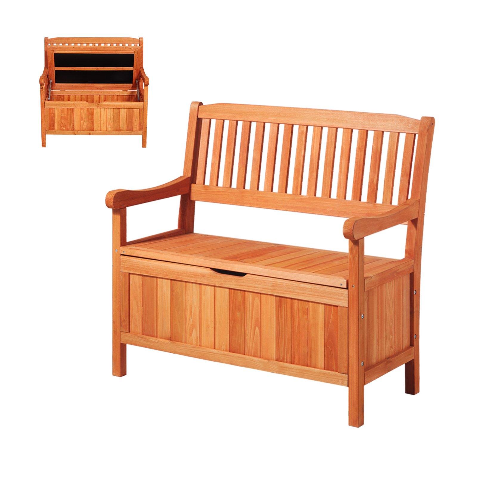 VEVOR Outdoor Storage Bench, 2-Person Wooden