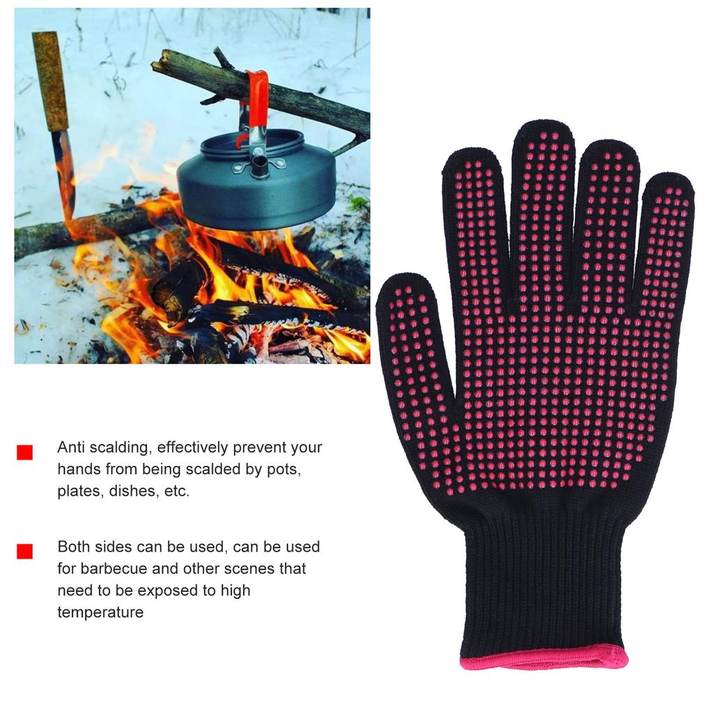 4Pcs Heat Resistant Gloves High Temperature Resistant Anti Scalding Mitts with Silicone Bumps