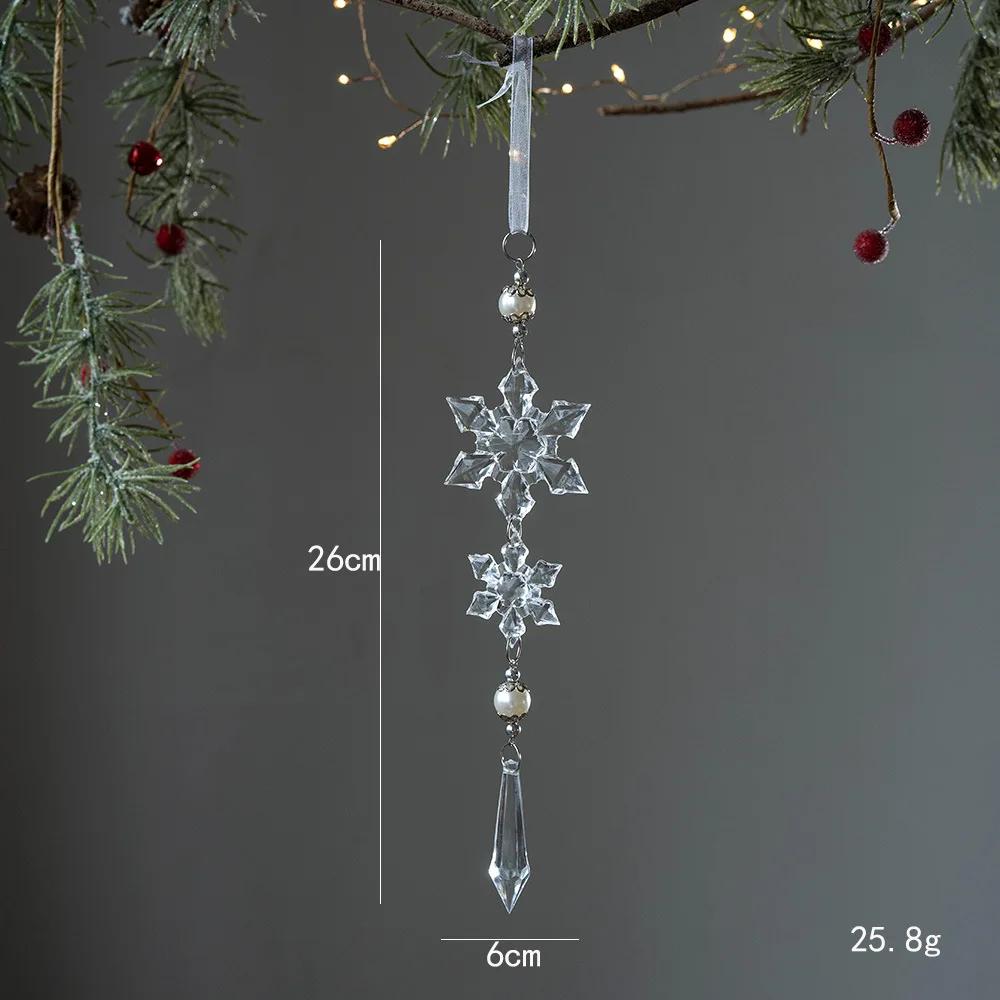 Christmas Transparent Snowflake Crystal Pendants Decorations Xmas Tree Hanging Ornament Christmas Home Decorations New Year Gift