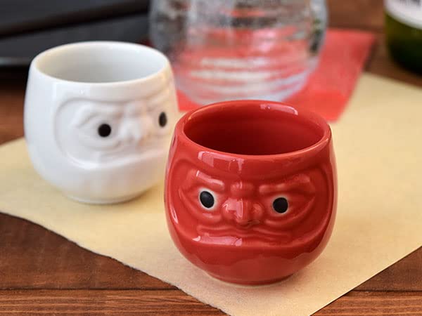 Tableware East Sake Lucky Mino Red Cup, Daruma, Charm, Ware,