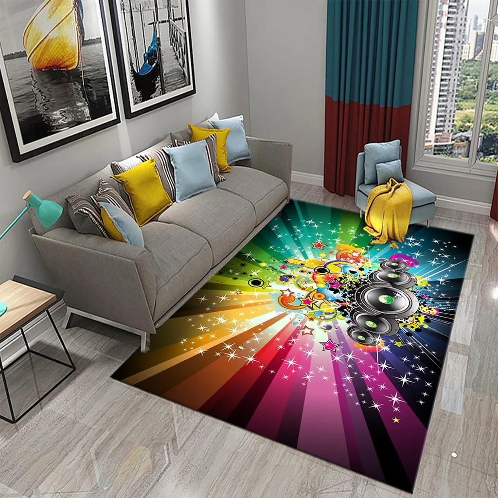 3D Music Note Guitar Instrument Carpet for Living Room Bedroom Large Carpet Bathroom Door Entrance Non-Slip Area Rugs Home Decor