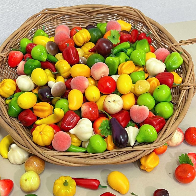 20 Stück/Packung Simulierte Obst-Gemüse-Miniaturen Fake Pfirsich Orange Fotografie Requisite Schaufensterdekoration DIY-Materialien ZYF