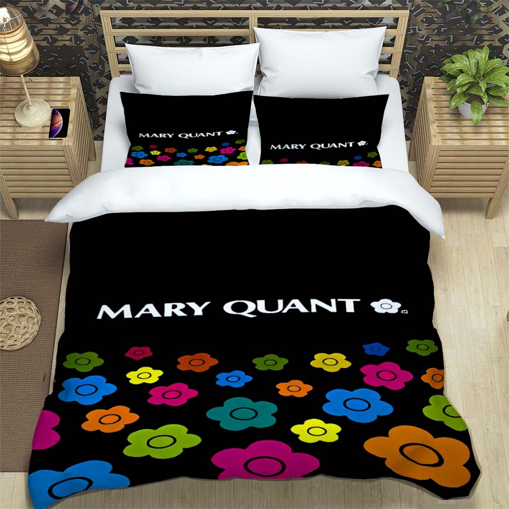 3-Piece M-Mary -Q-Quant- t PrintedDuvet Cover Set – Includes 1 Duvet Cover and 2 Pillowcases; Suitable for Home and Dorm Use