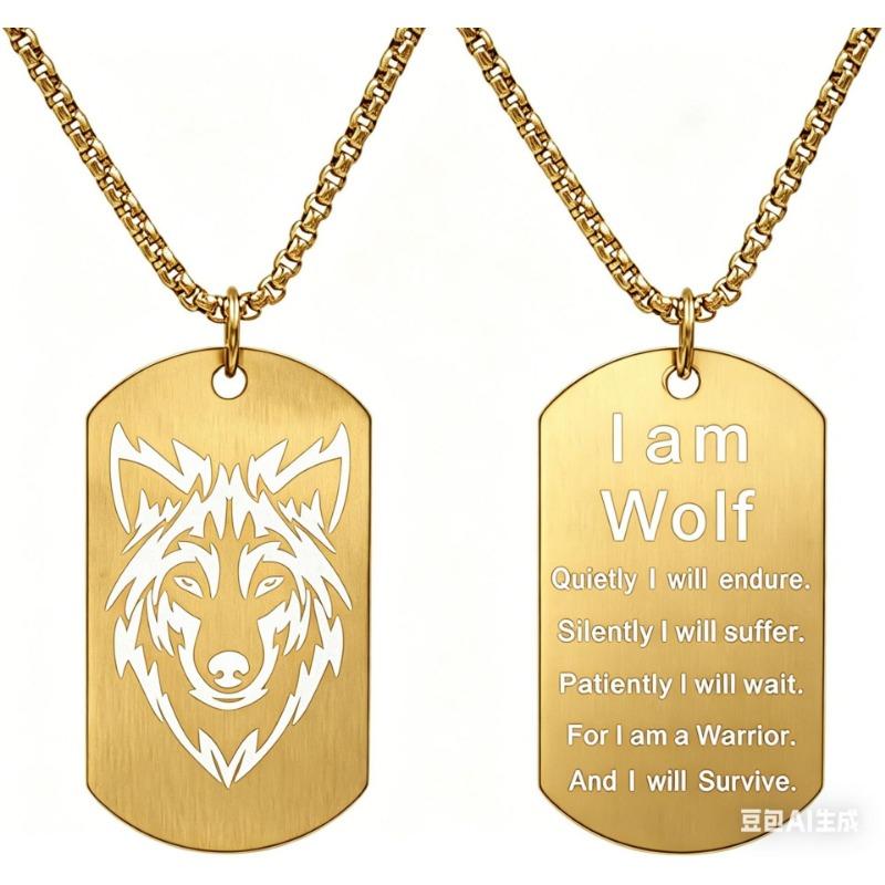 E Wolf Necklace Nordic Scandinavian Amulet Pendant Jewelry 60CM