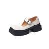 Thick-soled thick-heeled sheepskin Mary Jane shoes 2025 spring new British square head thick-heeled waterproof table genuine leather light-mouth si