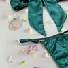 1 Set Women Bra Panties Thigh Ring Set Bow-knot Decor Sleeveless Backless Low-cut Pornographic Romantic Night Nightie Bra Briefs Set Wedding