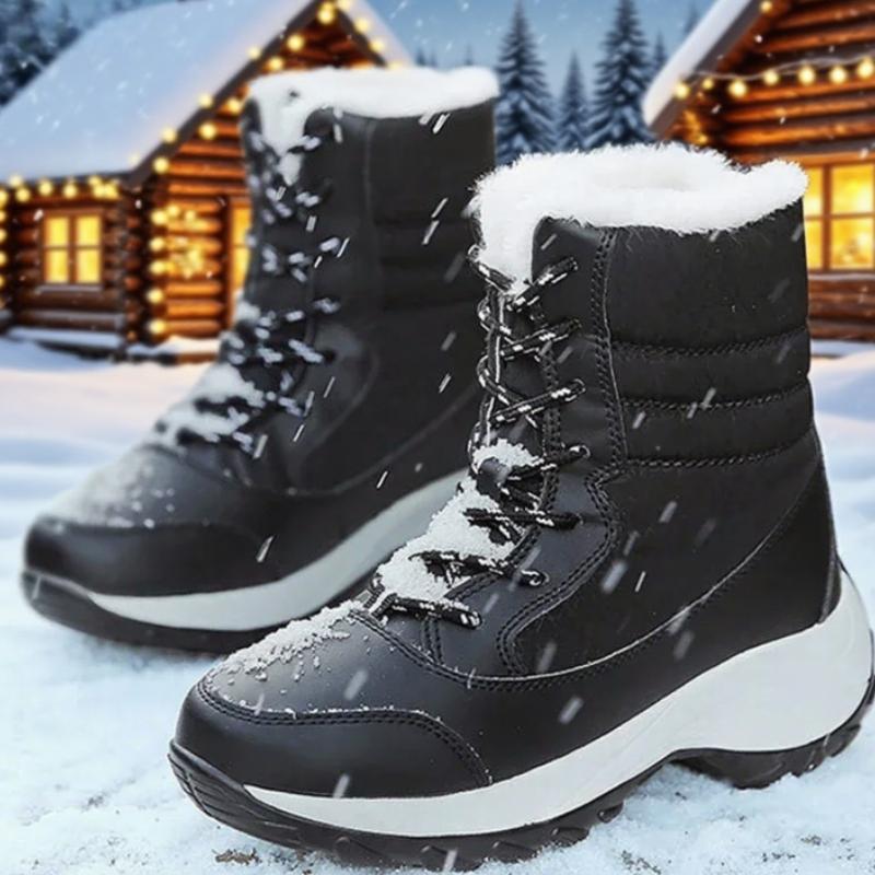 Women Winter Snow Boots Faux Fur Lined Warm Footwear Anti Slip Rubber Sole Beige Short Tube Stylish Warm Boots Plataforma Mujer