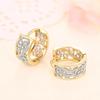 Huitan Luxury Trendy Two-two Hoop Earrings for Women Temperament Lady's Metal Circle Earrings Modern Fashionable Zircon