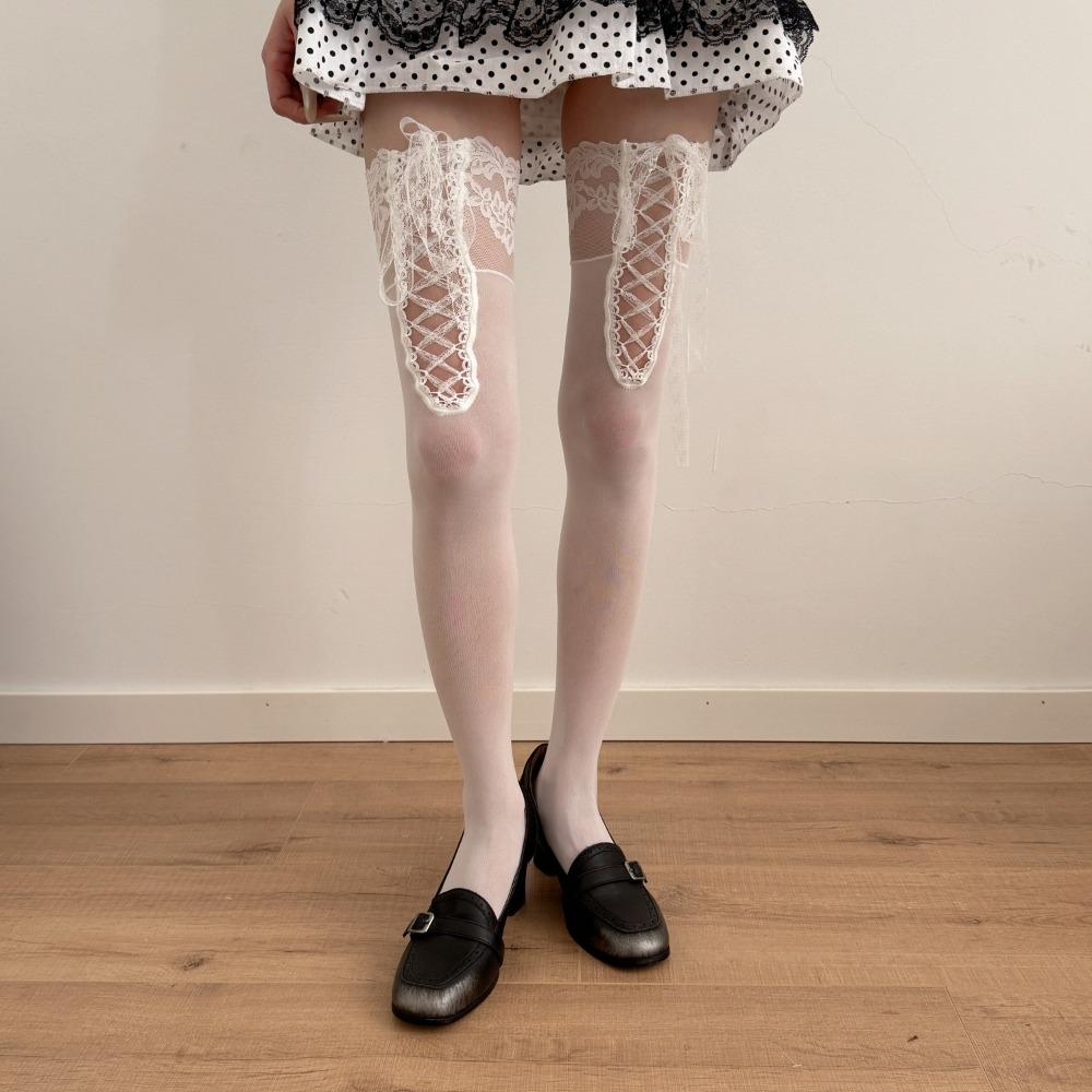Vestito da Principessa Lolita Calze Sopra il Ginocchio Calze Dolci Vintage Calze con Cravatta di Pizzo Regalo