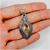 Oxidized Sterling Silver Citrine Pendant - Women's Gemstone Jewelry
