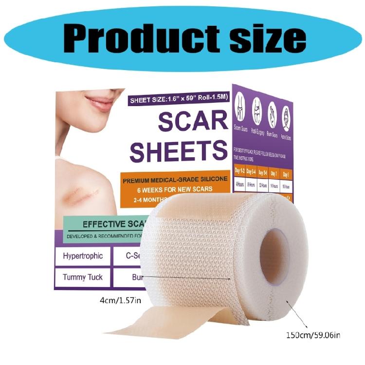 Flexible Silicone Scar Patches 4X150CM Scar Management Portable Scar Sheets for Adults Skin Repair Solution
