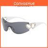 Y2k Heart Sunglasses Fashion Rimless Uv400 Sun Protection For Street Style