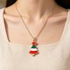 Colorful Christmas Tree Enamel Pendant Necklace Gold Chain Festive Xmas Charm Jewelry Holiday Gift for Women Girls