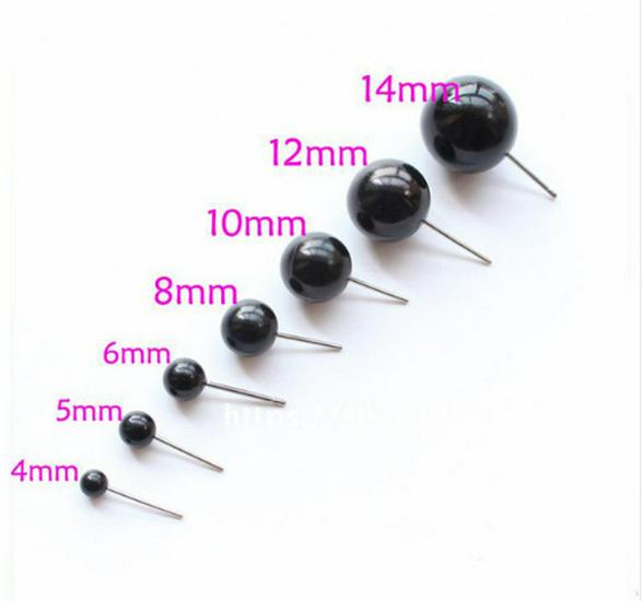 DIY Doll Eyes Kit: Needle-Insertion Black Bean Eyes with Clear Plastic Eyeballs & Steel Needles 4mm