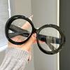 Large frame round glasses women's fashion candy color decorative glasses frame anti-blue light personalized flat mirror