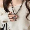 Elegant Leather Cord Heart Necklace with Wood Beads – Luxurious and Versatile for Autumn and Winter