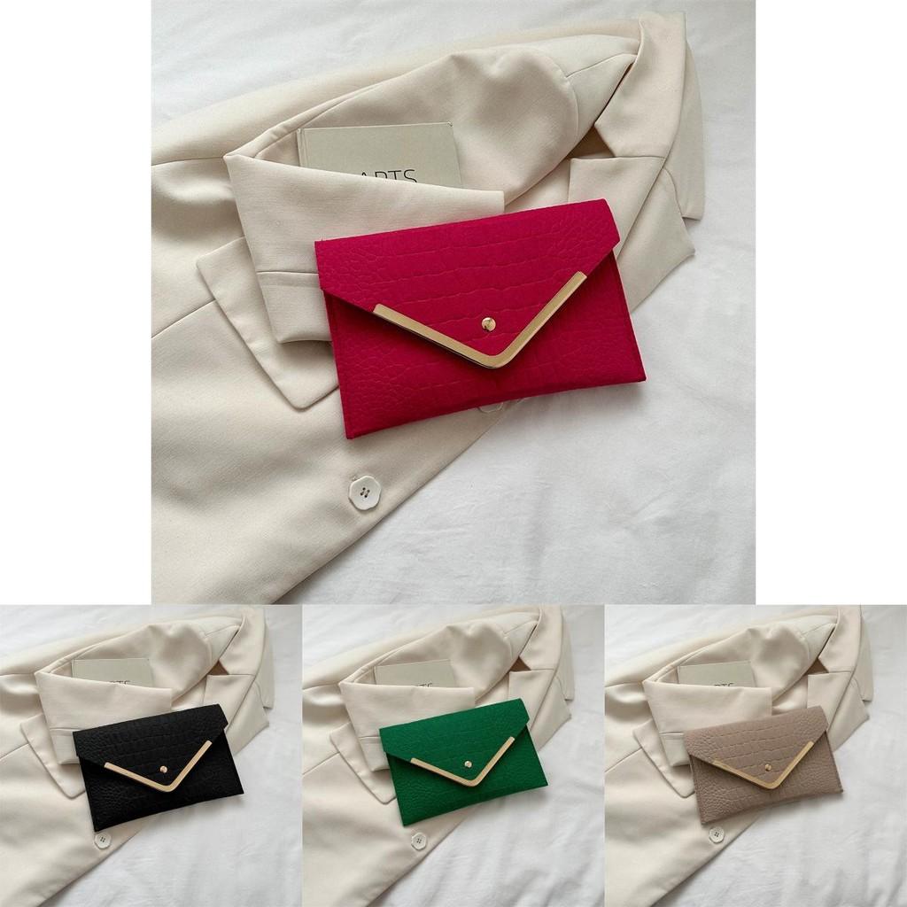Trendy Women's Felt Envelope Bag In Elegant Black Green Khaki And Fuchsia For Everyday Fashion