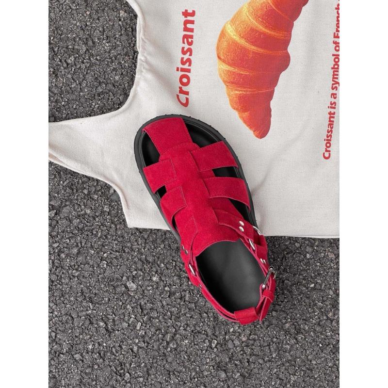 

Летние новые сандалии из коровьей кожи, женская повседневная универсальная верхняя одежда, модные сандалии с заклепками, пляжные 40 красный