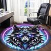 1pc Wolf Neon Office Round Area Rug, Under Office Chairs Bedroom Living Room Home Decor, Room Deco, Available In Various Sizes