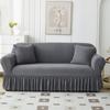 Solid Color Thick Sofa Cover for Living Room Elastic Jacquard 1/2/3/4 Seater Sofa Cover With Skirt