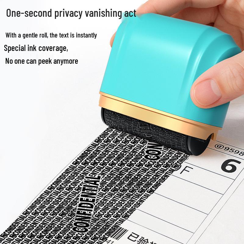 Roller Privacy Stamp with Smear-Proof Ink and Anti-Leak Cover