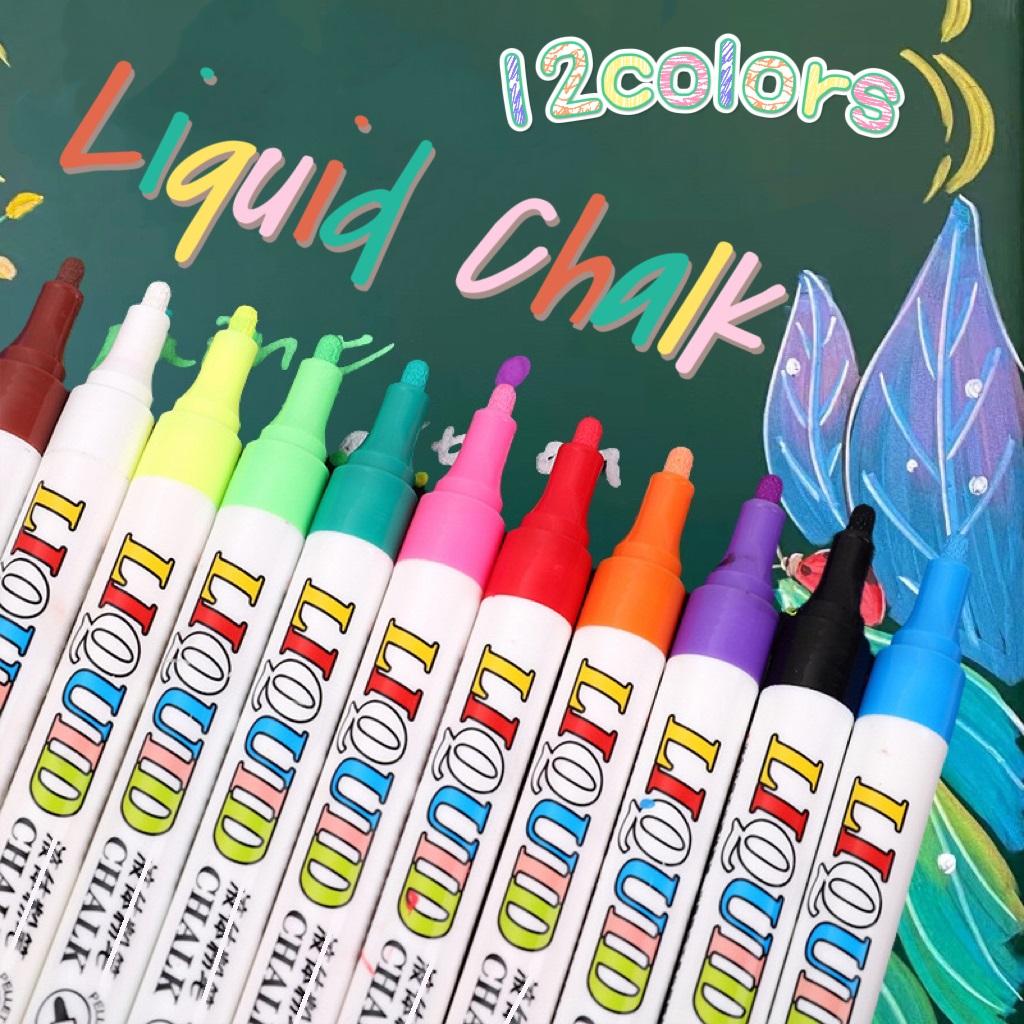 12 Stück Neonfarben Flüssigkreide-Marker für Tafel, Kreidetafeln, Glasfenster, abwischbar für Autos Ostergeschenk