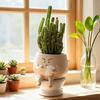 Funny Face Toilet Planter Decorative Resin Head Plant Pot Cute Face Planter with Drainage Hole for Succulents Small Houseplants Outdoor Use