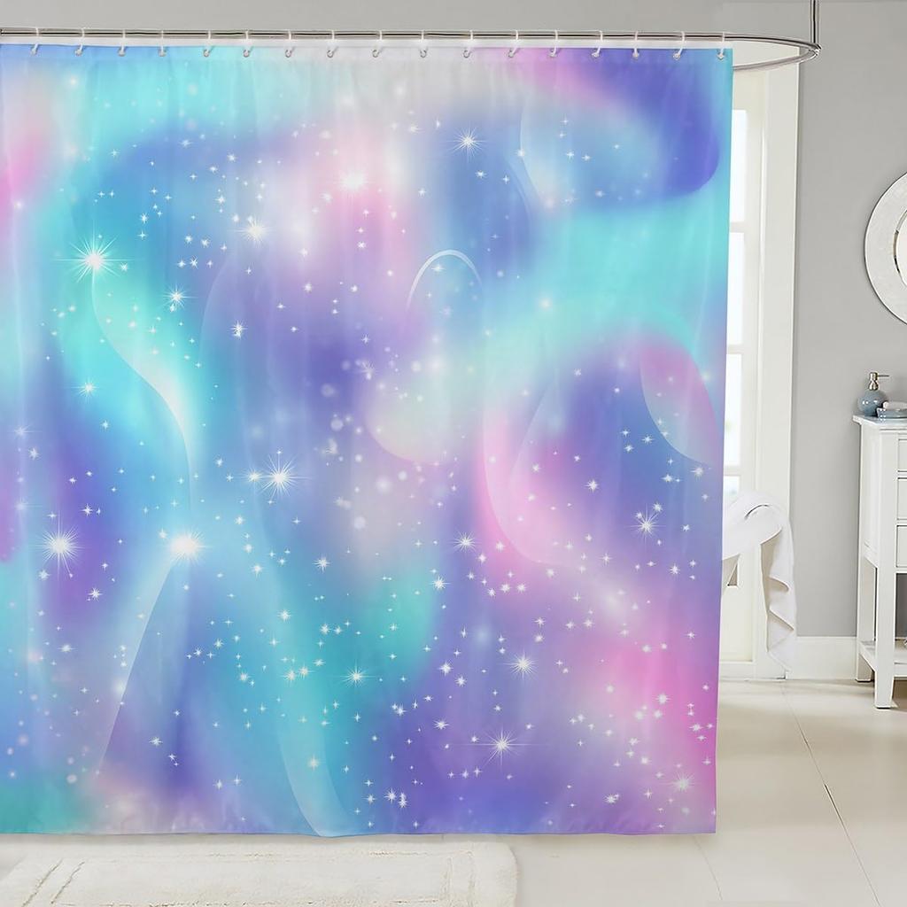 Shark Shower Curtain, 3D Shark Bath Curtain, Sea Animals Bathtub Shower Curtain Ocean Sea Wave Shower Stall Curtain Blue White