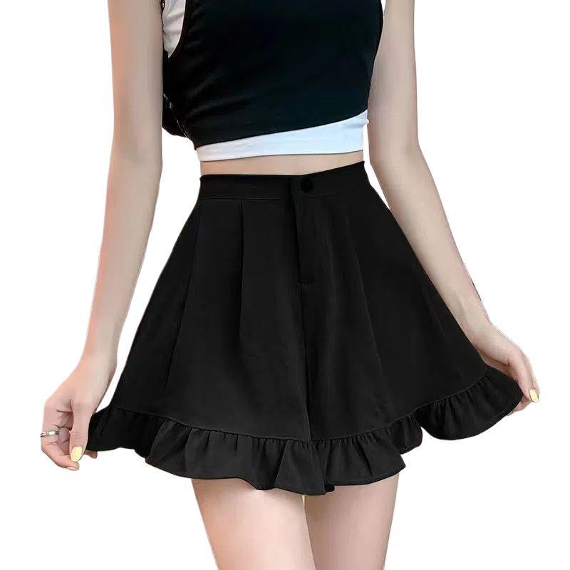 Women's Summer Khaki High-Waisted A-Line Pleated Wide-Leg Pants