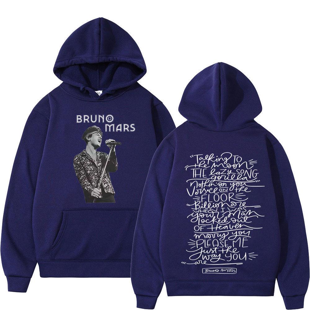 Bruno Mars The Romantic Tour 2026 Bluza z nadrukiem Męska Damska Vintage Hip-hop Pulower Jesień i Zima Luźne Codzienne Bluzy