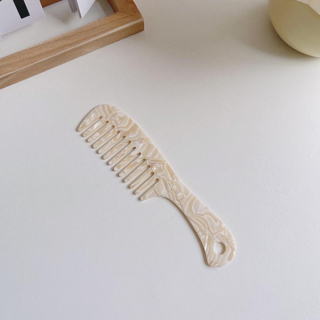 European & American Fashion Marble Texture Acetate Hair Comb - Large Handle, Anti-Static