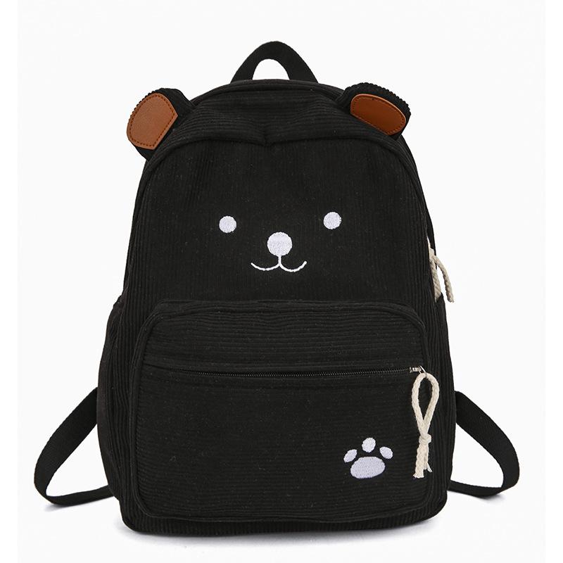 Schoolbag Easy Bear School Bag New Japanese Cute Canvas Brown Milk White Bear Large Capacity Versatile Student Soft Girl Shoulders