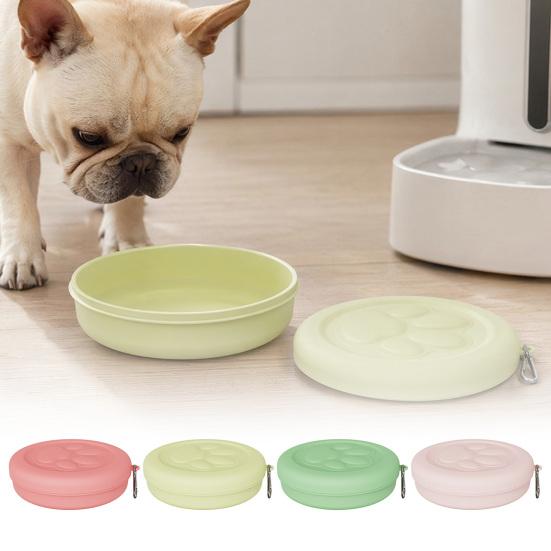 Nostalgie Dog Treat Pouch, Bowl with Metal Carabiner, Puppy Holder, Pet Food Container Lid for Travel Walking Training Trips