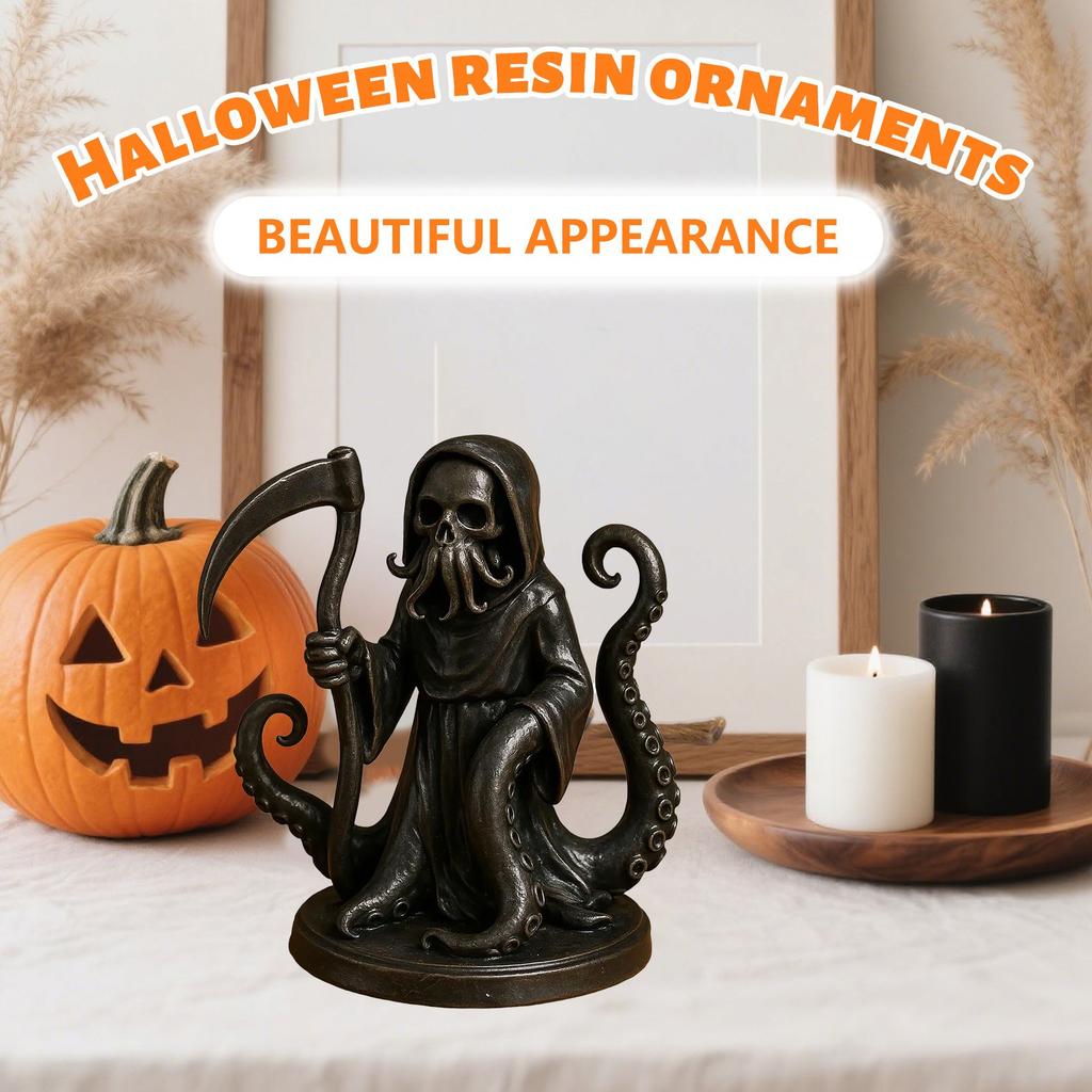 Halloween Grim Fun Home Decor Decoration,Interesting Black Robe Doll Holding A Sickle