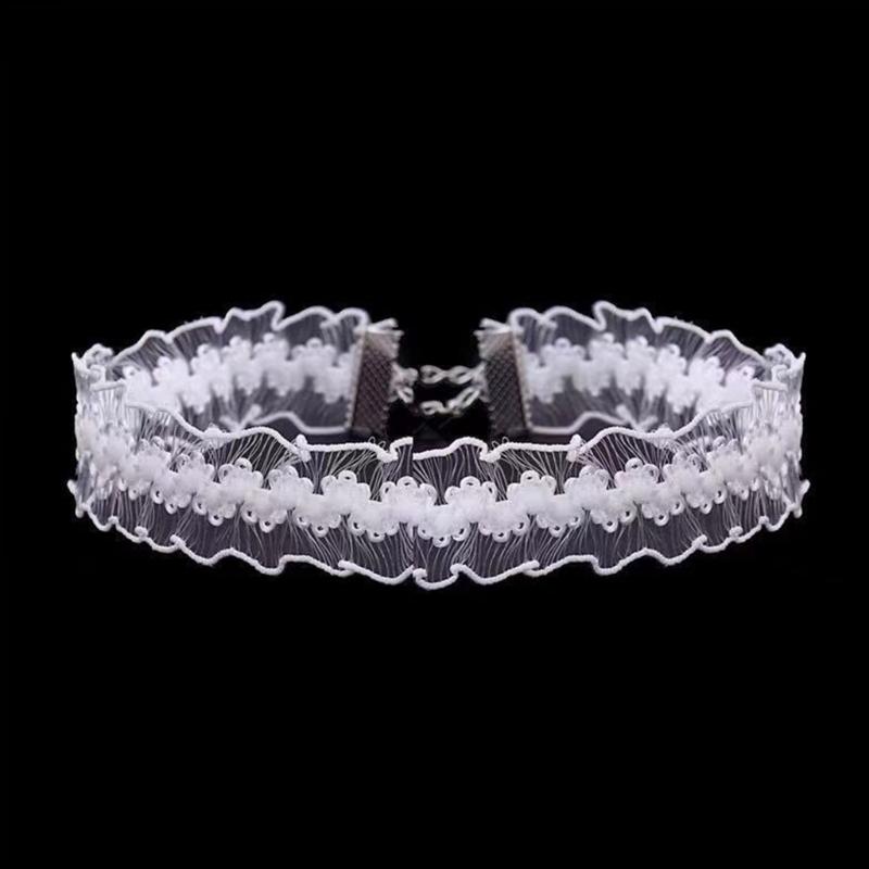 Lace Camellia Choker Necklace Decorative Choker Neckband for Formal Occasion Adjustable Collarbone Necklace Lady Jewelry