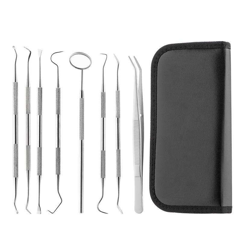 8-Piece Dental Care Set: Mirror, Probe & Calculus Remover