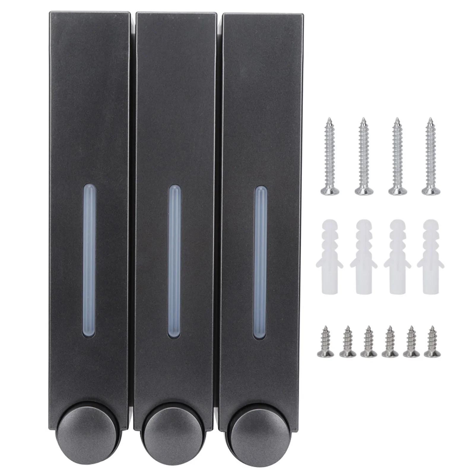 

Triple 420ML Soap Dispenser Wall-mount Shower Bath Shampoo Lotion Dispenser Liquid Soap Container Hotel Bathroom Accessories чёрный