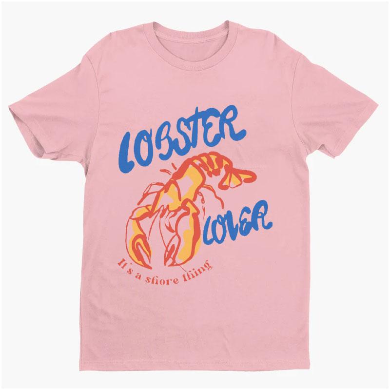 Рубашка Лобстер La Dolce Vita FisherУнисекс Эстетичная Футболка Прибрежный Лобстер Океан Женские Хлопковые Рубашки Обычные Футболки с Короткой Рукавой S