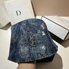 Paris Vsl Sequined Denim Bucket Hat Autumn Face Small Cloud Octagonal Hat Personalized Forward Hat