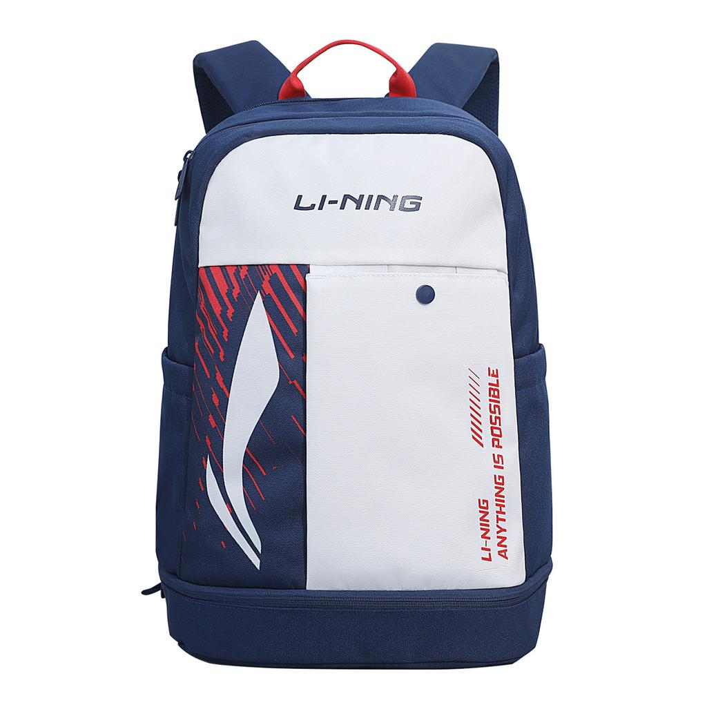 New LiNing Badminton Series Polyester Backpack Regular Unisex White & Blue ABSV133-3