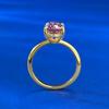 Mujing Jewelry S925 Sterling Silver Gold-Plated Morganite Pink Oval Diamond Ring (7x10mm)